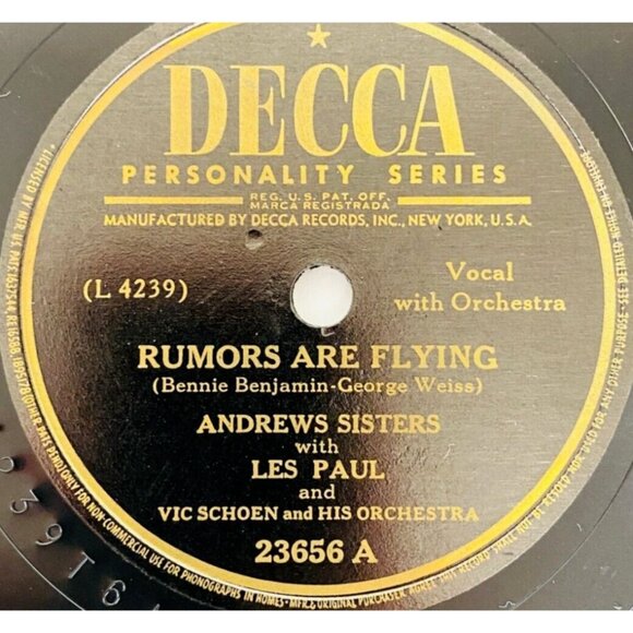 Andrew Sisters & Les Paul - Rumors Are Flying / Them That Has Gets 23656 Decca - Picture 2 of 4